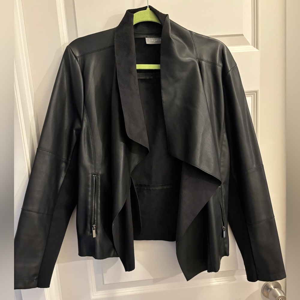 Bagatelle waterfall front faux leather jacket size 2x